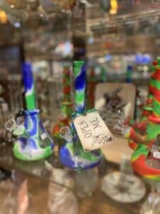 selection of paraphernalia in case at White Rabbit Cannabis