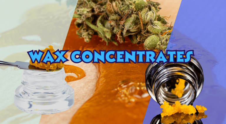 wax concentrates banner with various images of dabs